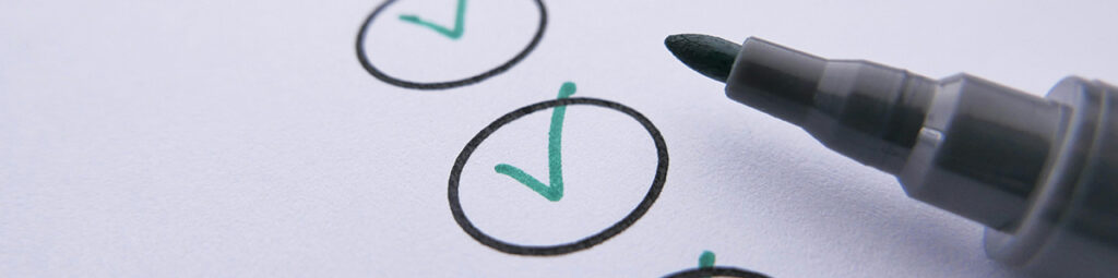 a green marker next to circles with green checkmarks