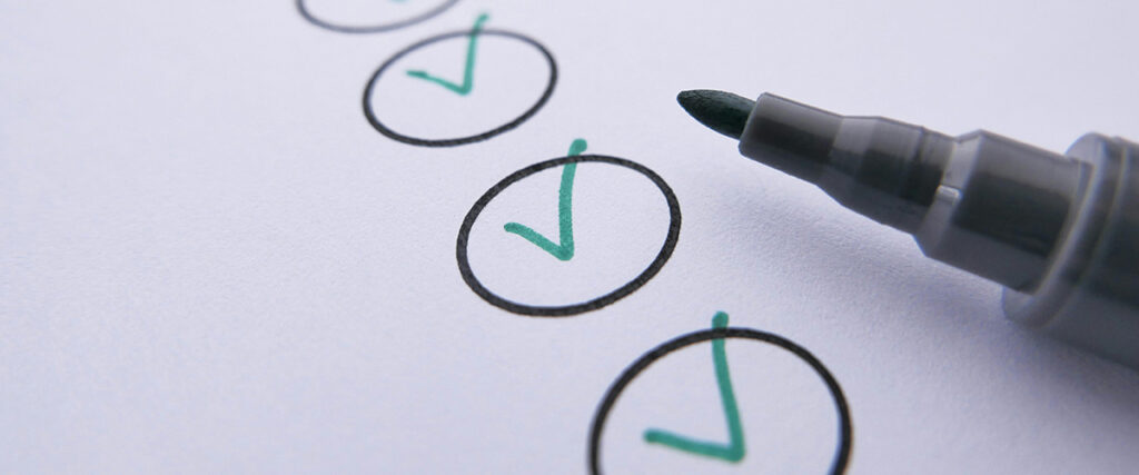 a green marker next to circles with green checkmarks