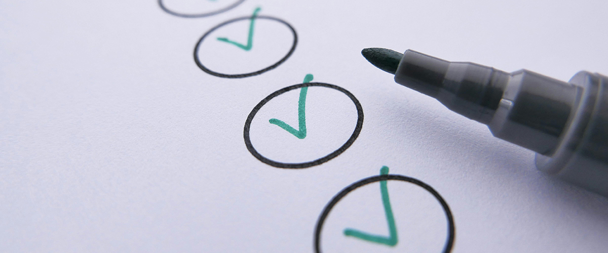 a green marker next to circles with green checkmarks